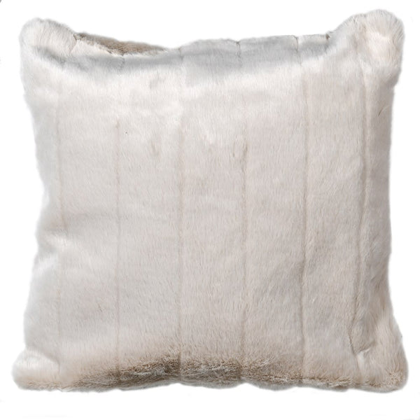 SET OF 2 Oyster Piped Faux Fur Cushion Covers 45cm