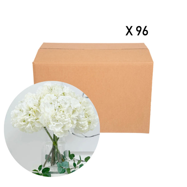 Box of X 96 Signature Faux White Hydrangea Stems - Bulk