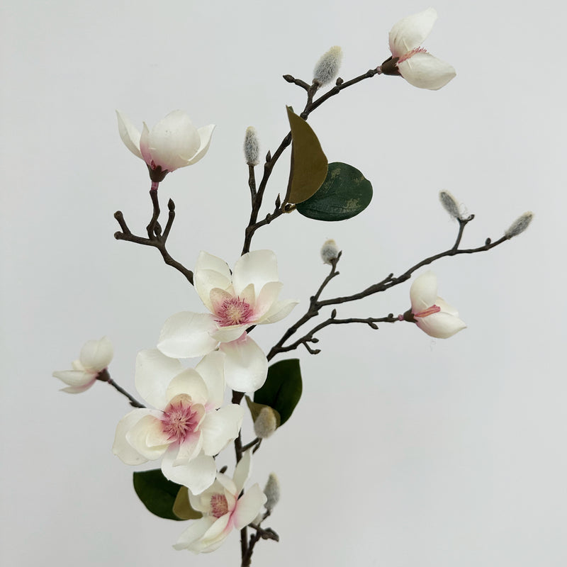 Faux Blush Magnolia Bloomed Bud Branch
