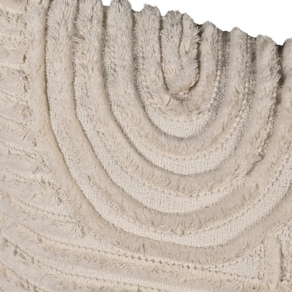 Set of 2 Natural Cotton Fringed Curve Line Cushion 45cm