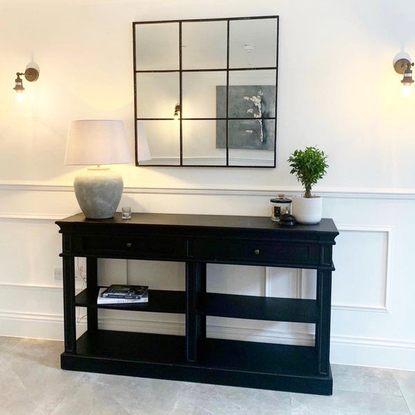 Paris Black Wooden Shelved Console Sideboard