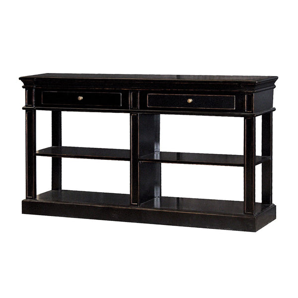 Paris Black Wooden Shelved Console Sideboard