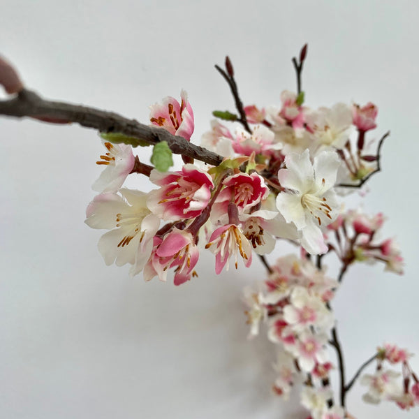 Faux Pink Cherry Blossom Stem
