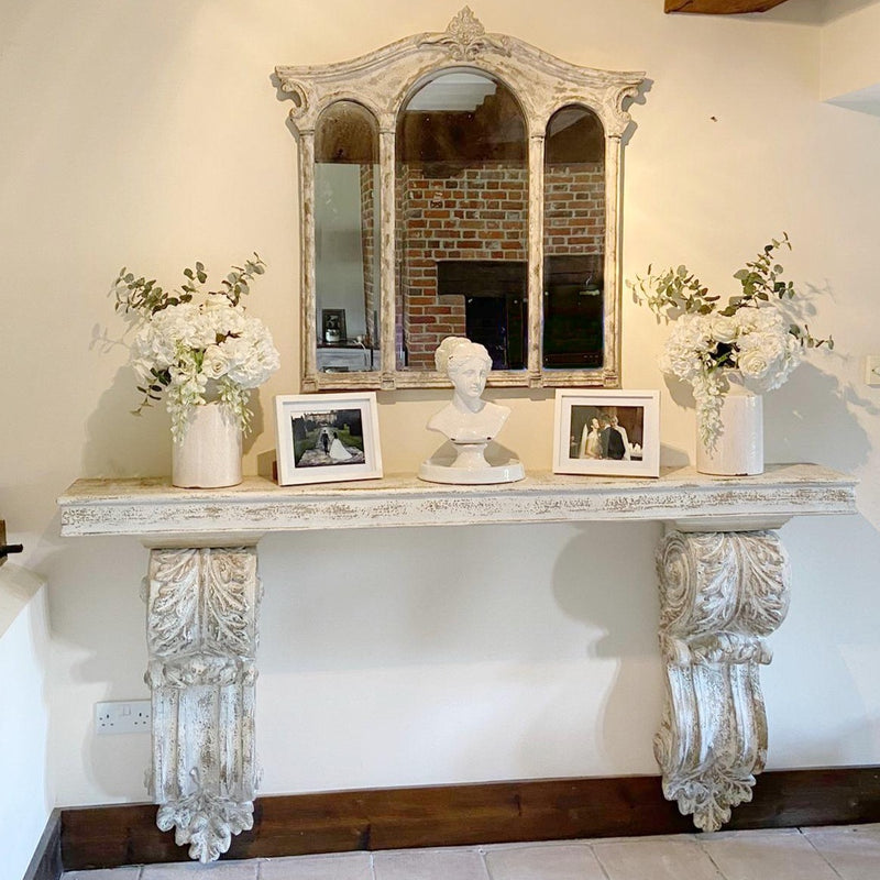 Roman Distressed Corbel Wall Console Table