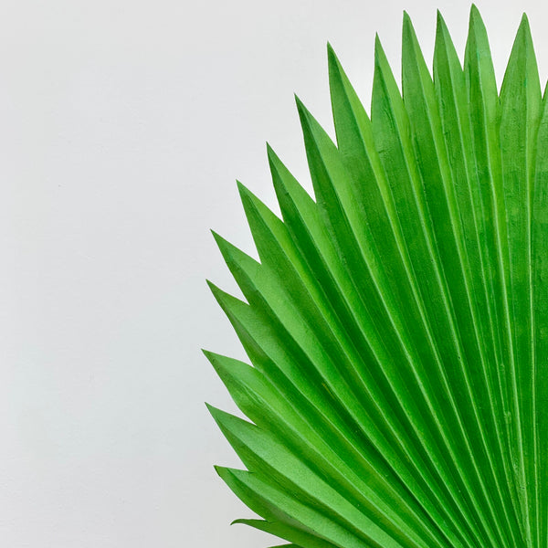 Faux Green Fan Palm Leaf Stem