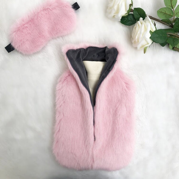 Raspberries and Cream Luxe Faux Fur Hot Water Bottle - Options Available
