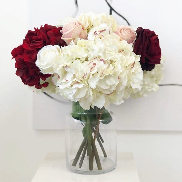 Signature  ' Love ' Rose and Hydrangea Faux Flower Arrangement