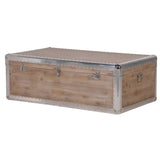 Silver Trim Studded Trunk Coffee Table Chest