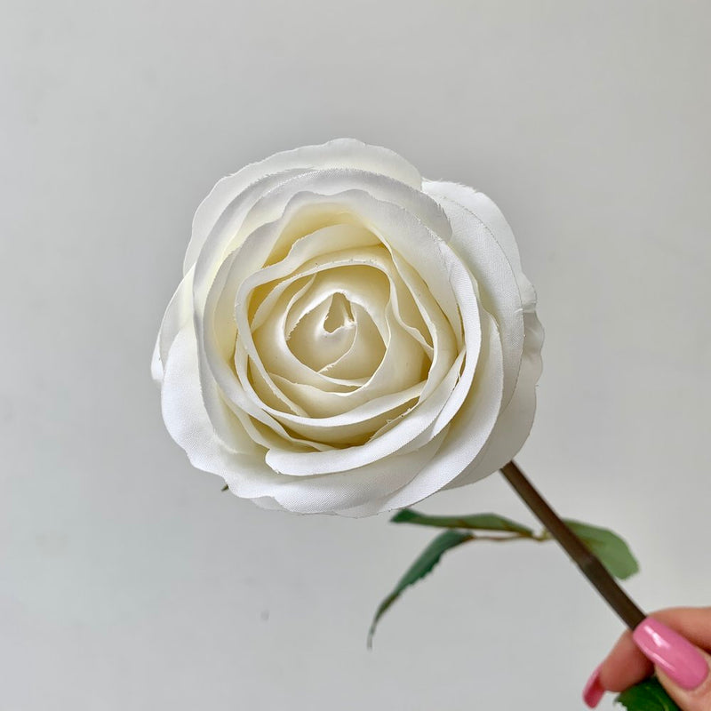 White Vienna Faux Rose Stem