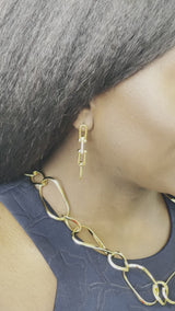 Gold Chain Crystal Drop Earrings