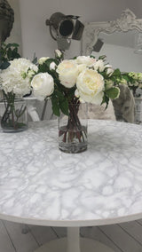 White English Rose and Hops Arrangement Pre-set in Vase