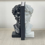 White and Black Monochrome Male Bust Bookends
