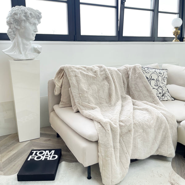 Luxe Oyster Striped Throw