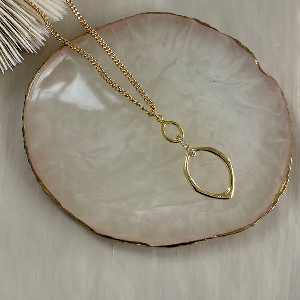Heart Oval Gold Drop Necklace