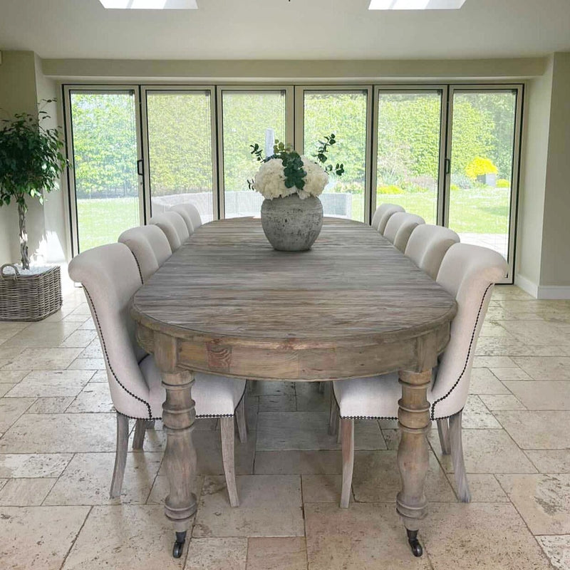 Natural Reclaimed Oval Extending Dining Table - up to 10 Seats