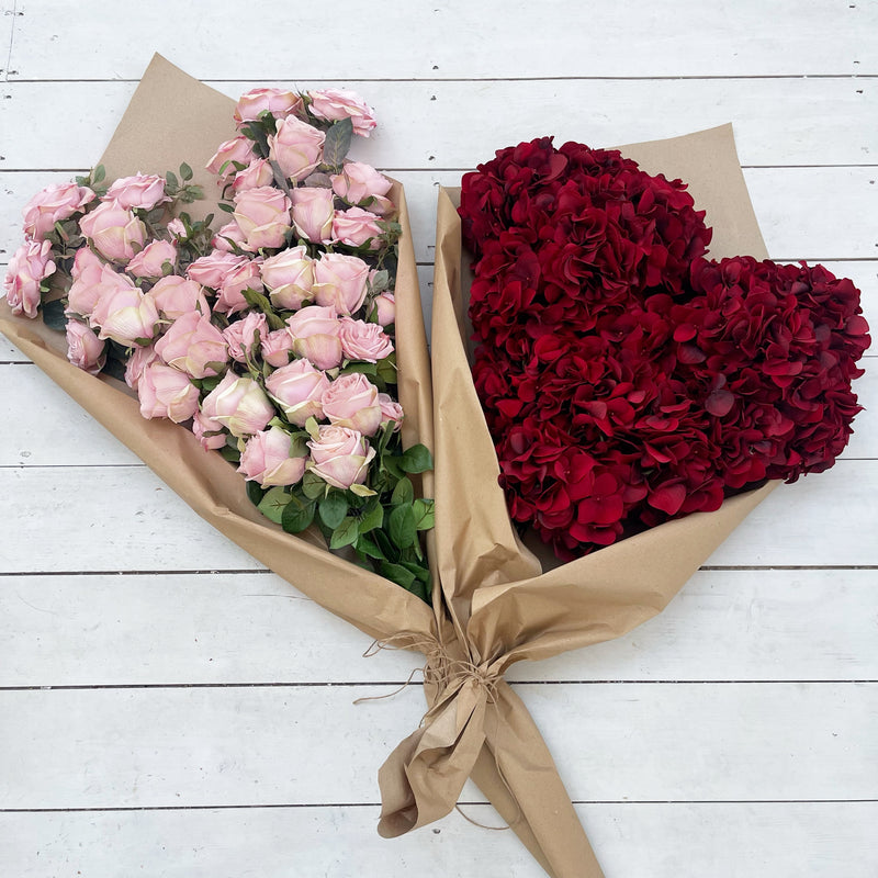 Blush Pink Love Heart Faux Rose Bouquet