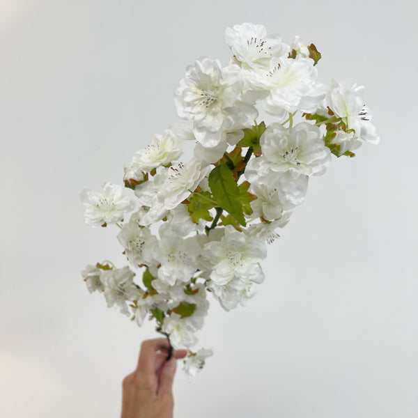 Faux White Cherry Blossom Stem