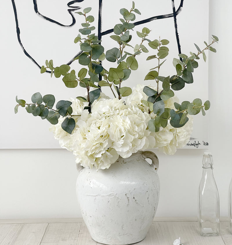 Signature ' Classic ' Hydrangea and Eucalyptus Faux Flower Arrangement