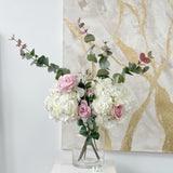 ' I'm Blushing ' Pink Rose and Hydrangea Faux Flower Arrangement