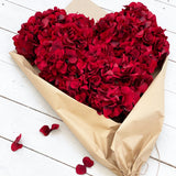 Red Love Heart Faux Hydrangea Bouquet