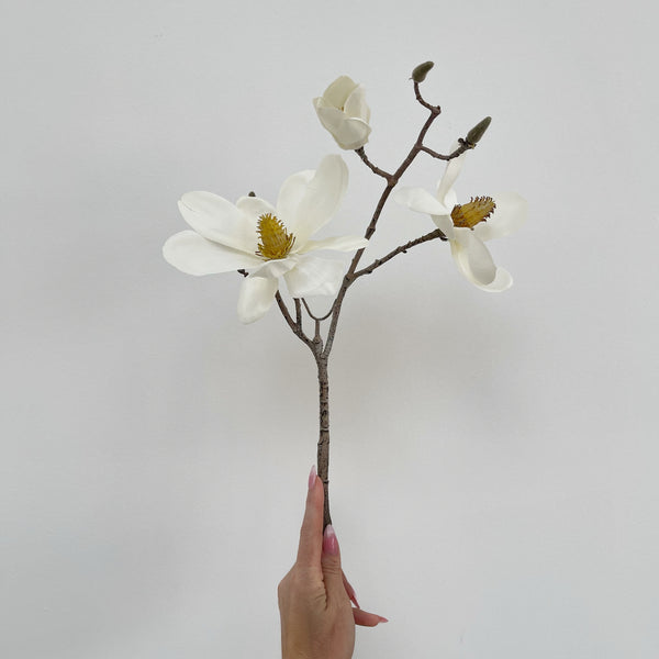 Small Faux Ivory Magnolia Bloomed Stem