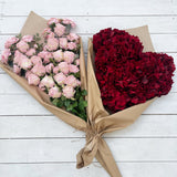 Red Love Heart Faux Hydrangea Bouquet